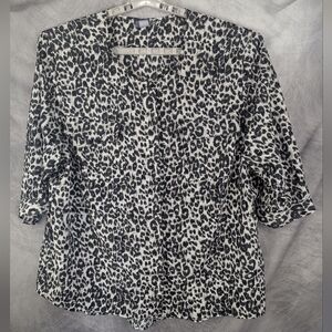 Laura Scott 2X Leopard Print Blouse Like New